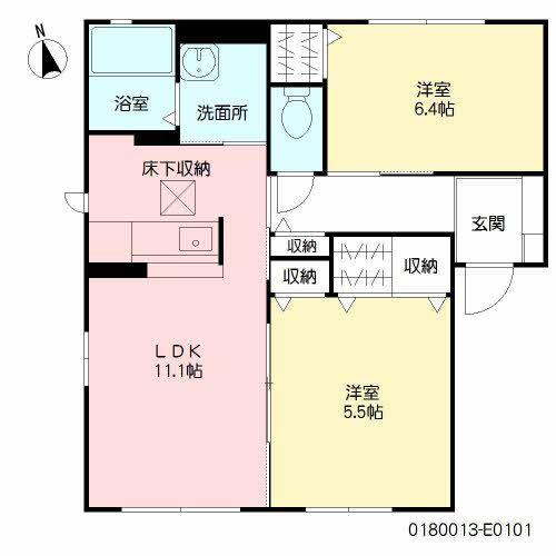 レシデンシア小森野E棟(2LDK/1階)の間取り写真