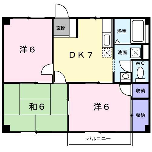 ジュミ加藤(3DK/2階)の間取り写真