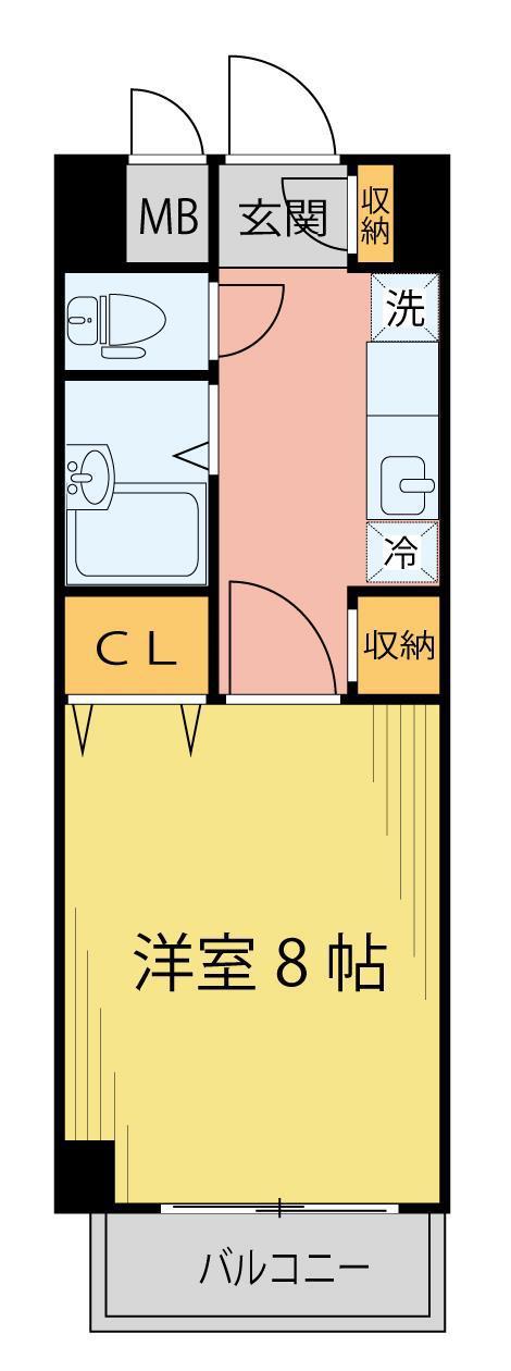 グランドパレス長町(1K/2階)の間取り写真