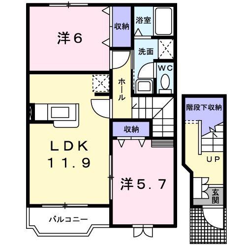 セントラルヴィラ(2LDK/2階)の間取り写真