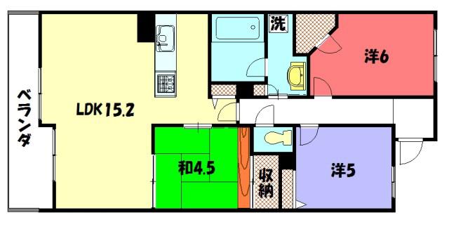 プレサンス京都一乗寺(3LDK/1階)の間取り写真