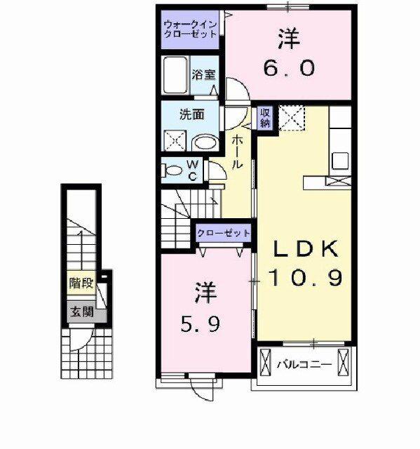 グランシャリオ・B(2LDK/2階)の間取り写真