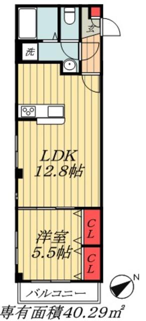 アイディール市川(1LDK/3階)の間取り写真