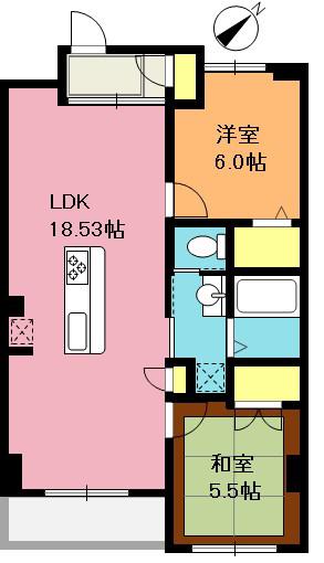 グランドソナ上尾(2LDK/9階)の間取り写真