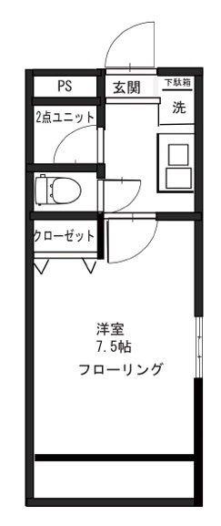 パルテノン綾瀬(1K/4階)の間取り写真