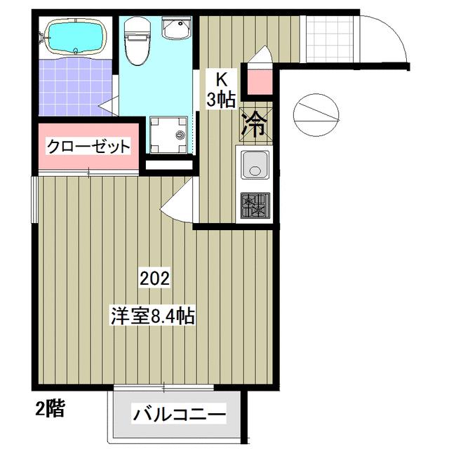 グレイスヴィラ東雪谷(1K/2階)の間取り写真