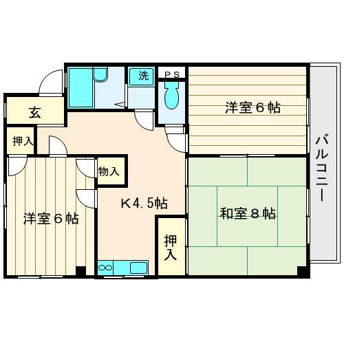 リニエージ友部(3K/2階)の間取り写真