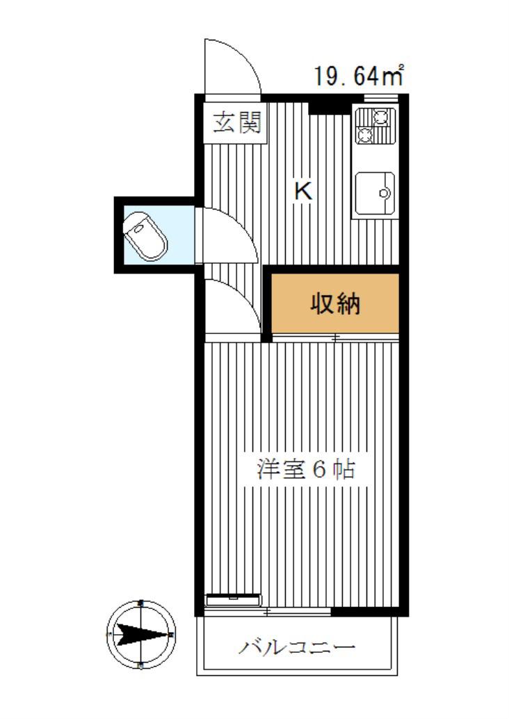 橋本マンション(1K/2階)の間取り写真
