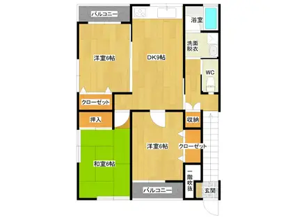 ハーモニー(3DK/2階)の間取り写真