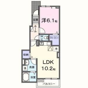 ポンテリブロK(1LDK/1階)の間取り写真