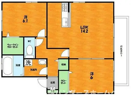 ルミエール東中振(2LDK/1階)の間取り写真