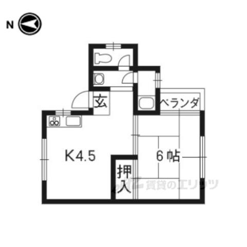 御土居マンション(1K/4階)の間取り写真