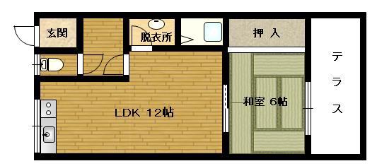 ハッピー椿(1LDK/2階)の間取り写真