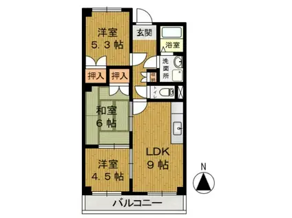杉山マンション(3LDK/2階)の間取り写真