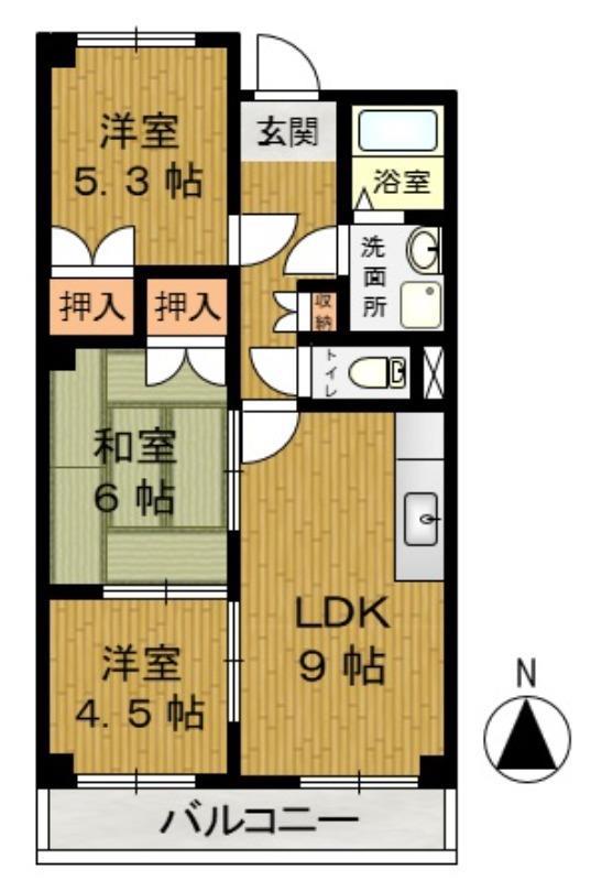 杉山マンション(3LDK/2階)の間取り写真
