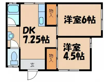 木村アパート(2DK/2階)の間取り写真