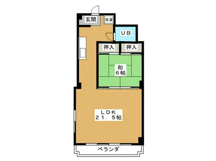 奈良マンション(1LDK/4階)の間取り写真