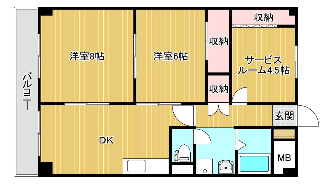 グリーンハイツ米山(2SDK/3階)の間取り写真