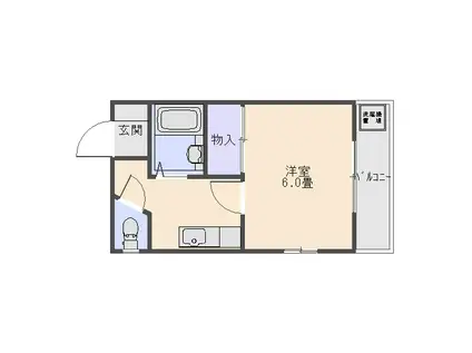プチラパン(1K/1階)の間取り写真