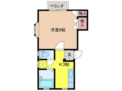 ハウスモンブラン(1K/2階)の間取り写真