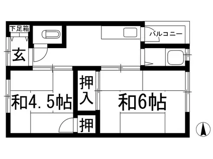 森川文化B棟(2K/2階)の間取り写真