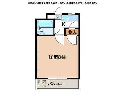 ファーストインK(1K/3階)の間取り写真