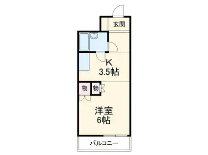 ARK SHIOGAMA(1K/2階)の間取り写真
