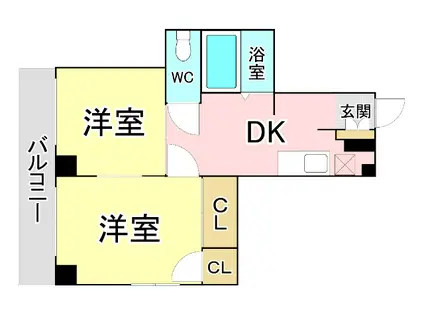 ヴィンテージ南小倉(2DK/3階)の間取り写真
