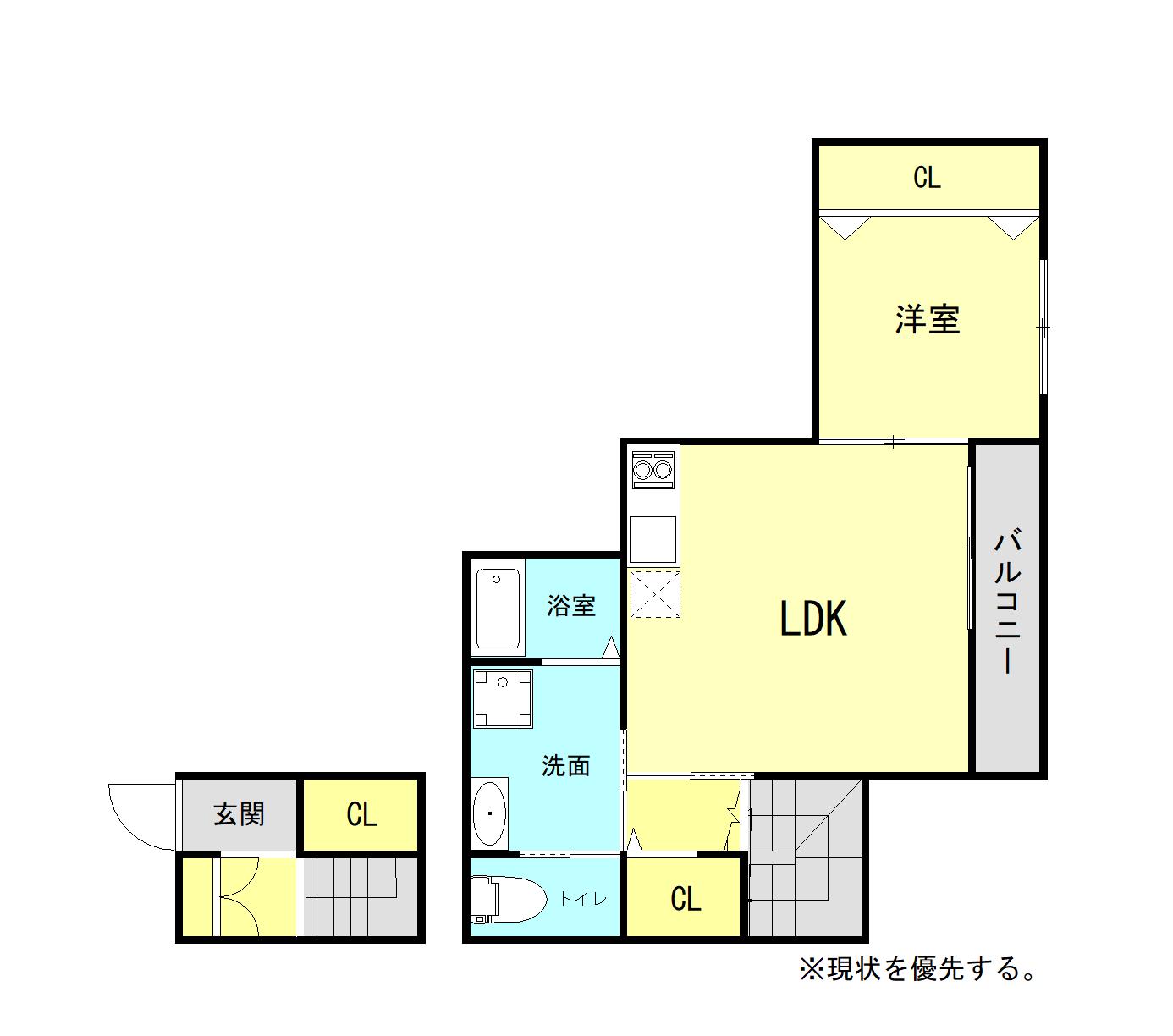 ラシックランテ竹下(1LDK/2階)の間取り写真