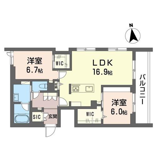 グランシャレ クラウン(2LDK/3階)の間取り写真