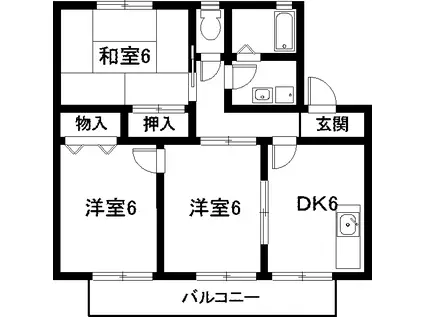 コンフォート橘(3DK/2階)の間取り写真