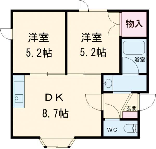 ソニック本通(2DK/1階)の間取り写真