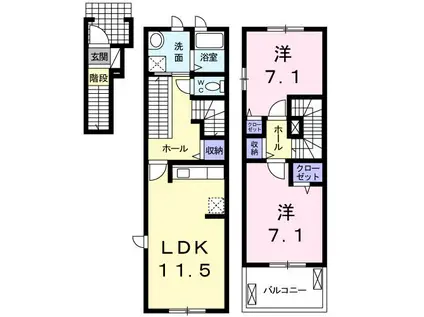 ベッロ ボスコ(2LDK/2階)の間取り写真