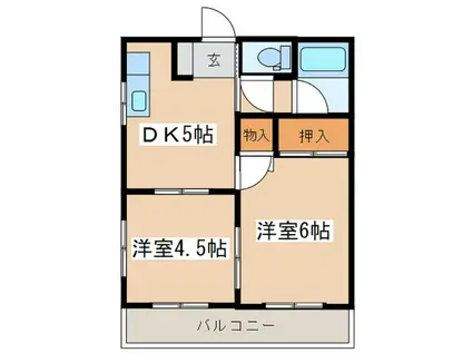 ハイツコスモ(2DK/2階)の間取り写真