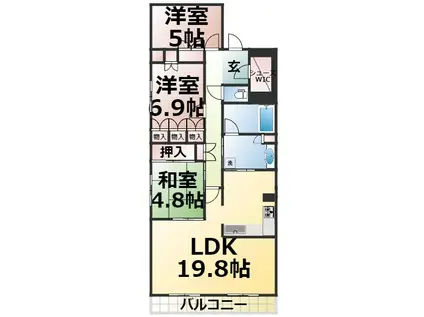 レザンドール東山元町(3LDK/4階)の間取り写真