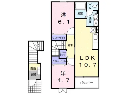 チェリークイーン(2LDK/2階)の間取り写真