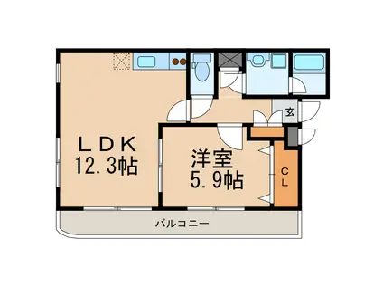 レジデンスT&K(1LDK/3階)の間取り写真