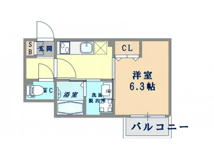 コーポMANTA道(1K/1階)の間取り写真