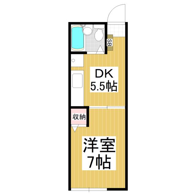 ファミーユ石堂(1DK/2階)の間取り写真