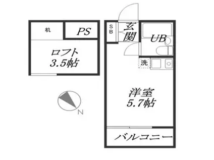 ファンダーシオン東長崎(ワンルーム/1階)の間取り写真