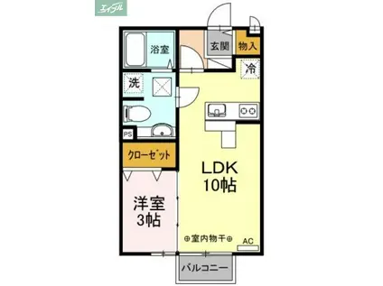 ステラ壱番館(1LDK/2階)の間取り写真