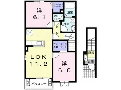 スザンヌ ラングランE(2LDK/2階)の間取り写真