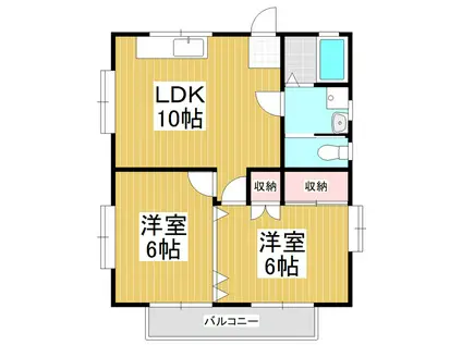 ハイツOHBAYASHI(2LDK/2階)の間取り写真