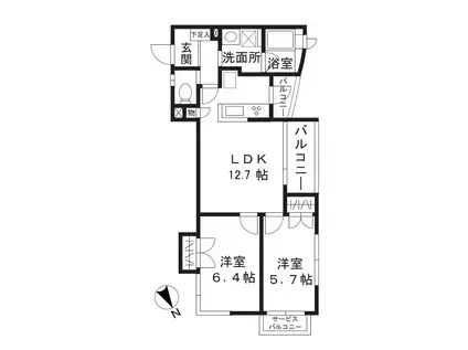 琳和ロイヤルコート(2LDK/3階)の間取り写真