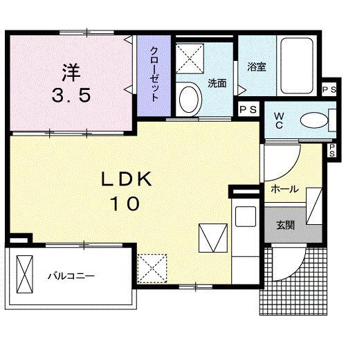 LUCE SOLARE広野丸山(1LDK/1階)の間取り写真