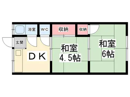 MATSUGAOKA HEIGHTS(2DK/1階)の間取り写真