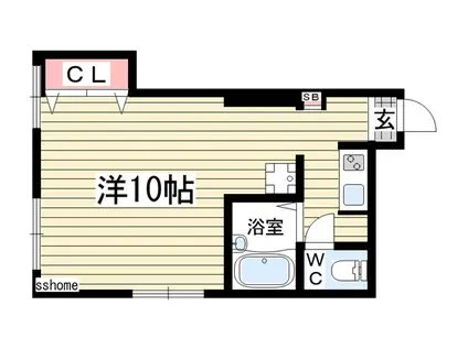 サンライズ六甲道(ワンルーム/2階)の間取り写真