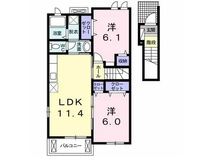 カルムヒカリ2(2LDK/2階)の間取り写真