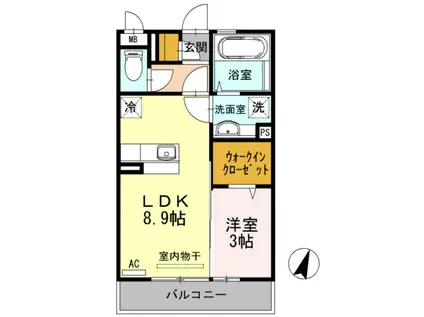 セジュール長嶺(1LDK/3階)の間取り写真