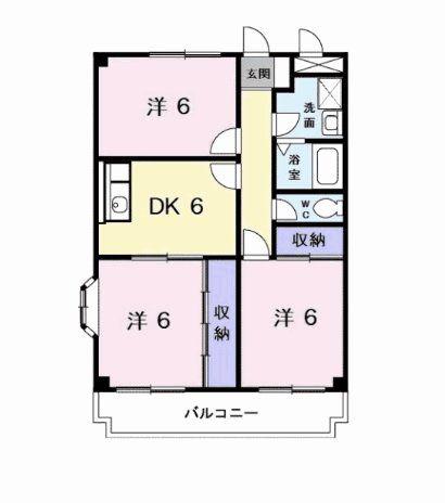 ガーデンプレイスI(3DK/3階)の間取り写真